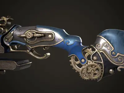 Steampunk Gun Low-poly 3D model