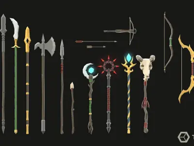 Fantasy Weapons LowPoly Pack Low-poly 3D model
