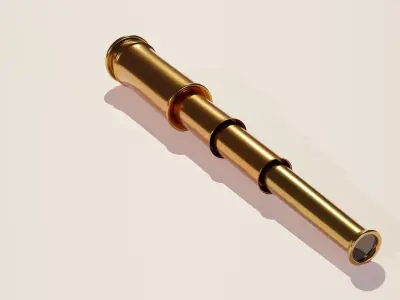 Spyglass gold telescope Free low-poly 3D model