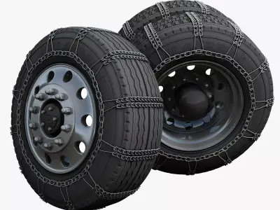 Snow chain truck wheels 3D model