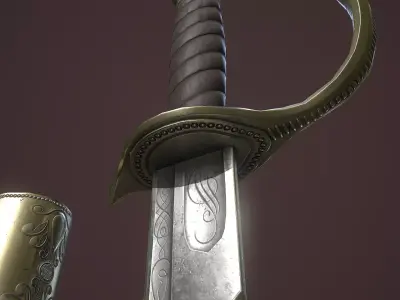 Pirates Cutlass Sword And Sheaf Free 3D model