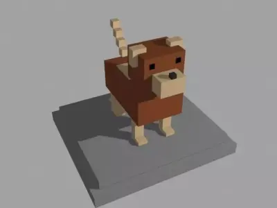 VOXEL DOG - MODEL 6 Low-poly 3D model