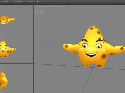 Cartoon starfish mascot - sea monster Low-poly 3D model