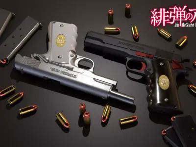 Colt Government Model 1911 - Aria the Scarlet Ammo - Game Asset Free low-poly 3D model