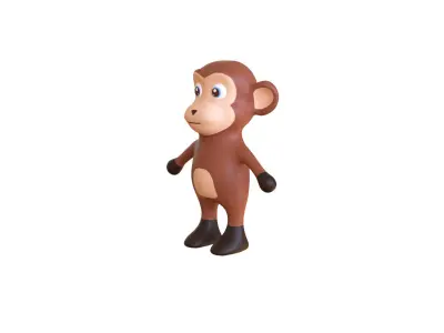 High-Quality 3D Cute Monkey for Games Low-poly 3D model