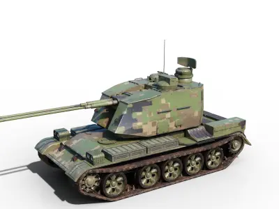4 coatings of PLA Army PGZ88 self-propelled anti-aircraft gun Low-poly 3D model
