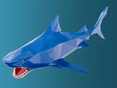 Low Poly Style Shark Free low-poly 3D model