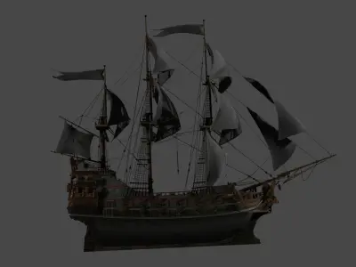 Pirate Ship Low-poly 3D model