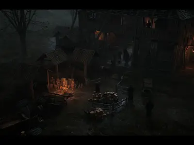 Dark Medieval Environment Megapack Modular with Full Interiors Low-poly 3D model