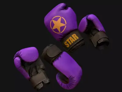 Boxing Gloves Purple Star Low-poly 3D model