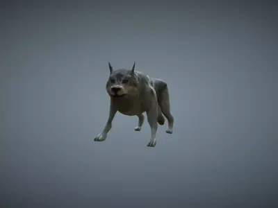 Wolf - low-poly model dog running Free low-poly 3D model