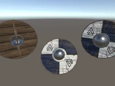 12 Viking Shields Project Ready Low-poly 3D model