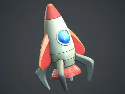Cartoon Rocket PBR Game Ready  Low-poly 3D model