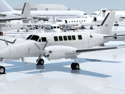 Beechcraft Low Poly Model 99 Static Model Blank Conmuter  Low-poly 3D model