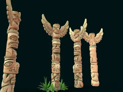 Stylized Wood Totem 8 Low-poly 3D model