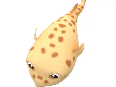 White Spotted Puffer Fish Animated  Low-poly 3D model