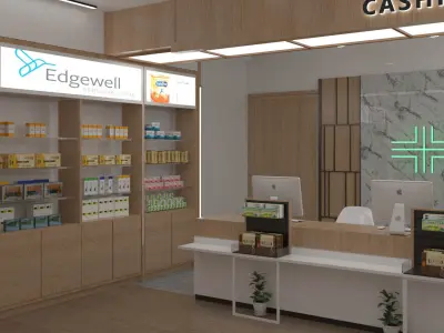 Modern Pharmacy Interior Clean Retail Medical Store Design Low-poly 3D model
