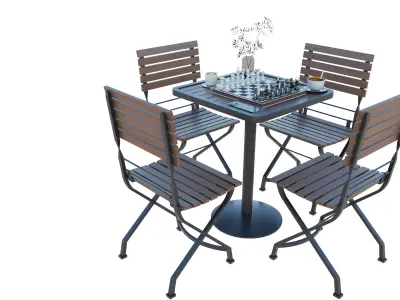 Coffee table and chair vray ready  3D model