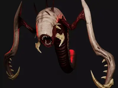 Alien Worm Creature Low-poly 3D model