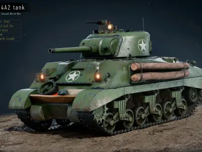WW2 Tank Sherman M4A2 Realtime 3D model