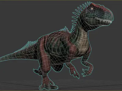 Allosaurus Dinosaur Rig and Animations Low-poly 3D model