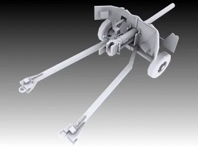 6 Pounder cannon 3D model
