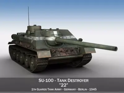 SU-100 - 22 - Soviet Tank Destroyer  3D model