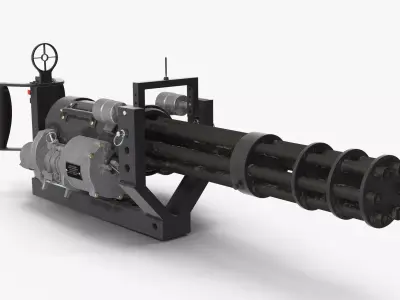 M134 Minigun With Mounting Bracket Dirt Low-poly 3D model