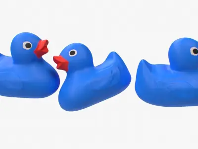 Rubber Duck in blue Low-poly 3D model