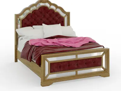 Birlanny Silver Queen Upholstered Panel Bed 3D model