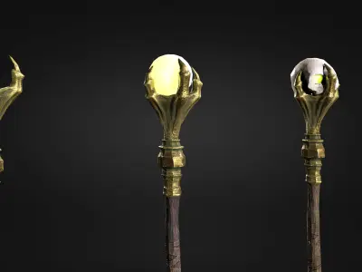 Low Poly Modular Weapon - Scepter Stick Low-poly 3D model