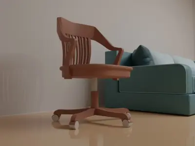 Swivel Chair Vintage Brown Free low-poly 3D model