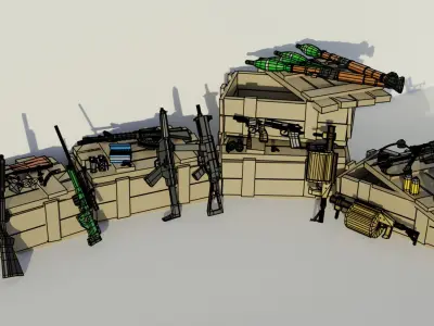 Pack Weapons low poli  Low-poly 3D model
