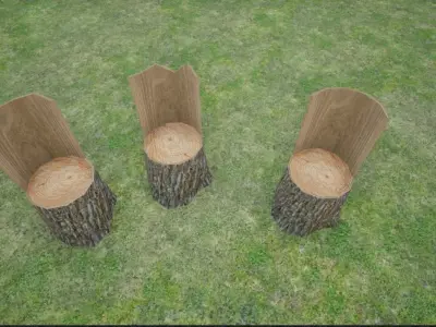 Stump Chair Low-poly 3D model