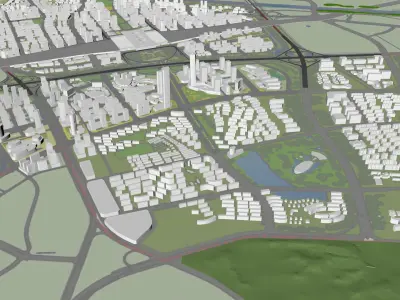 Urban highrise building building ancillary building commercial 3D model