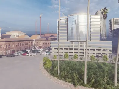 Big City Plaza Low-poly 3D model