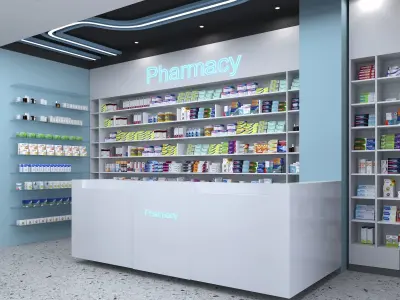 Pharmacy Low-poly 3D model blender Format Low-poly 3D model