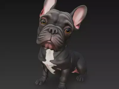 French Bulldog Dog Realistic 3D Model - Low Poly Realistic Low-poly 3D model