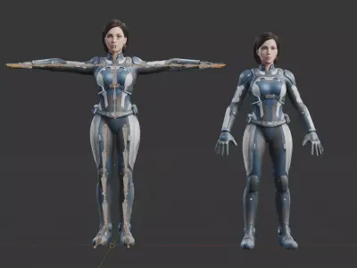 Sci Fi Female Pilot - Rigged Low-poly 3D model
