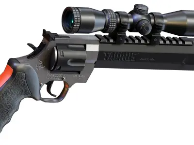 Taurus Raging Hunter Revolver With Scope Low-poly 3D model