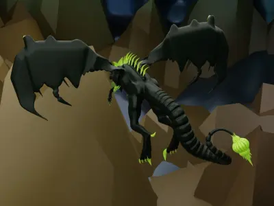 Abyssal Black Dragon Low-poly 3D model