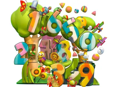 Number Animal Insect Plane Fish Low-poly 3D model