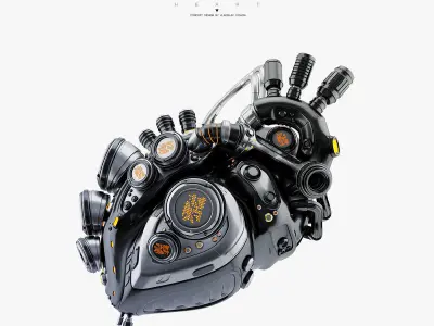 Black robotic heart II 3D model