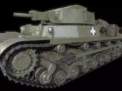 40M and 41M Turan tank Low and Highpoly Low-poly 3D model