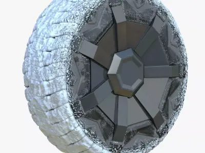 Snowy Tesla Cybertruck Wheel Low-poly 3D model