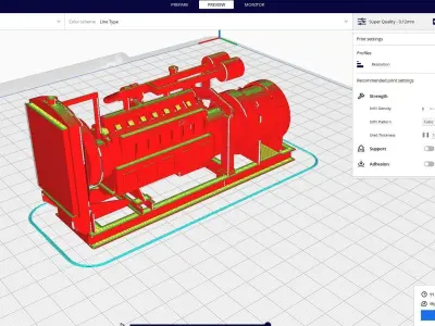 Marine Rolls R generator diesel 3d printed 3D print model