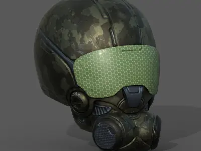Helmet scifi combat military fantasy low poly  Low-poly 3D model