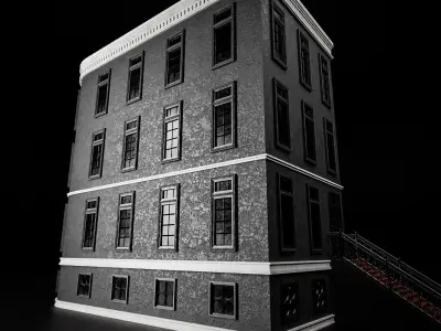 BROOKLYN BROWNSTONE REGULAR OLD BUILDING 006 Low-poly 3D model