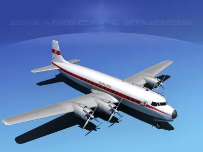 Douglas DC-7C Saturn Airways 3D model