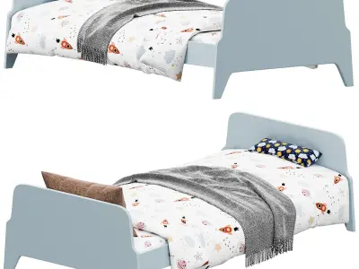 Retro Style Single Bed Free 3D model